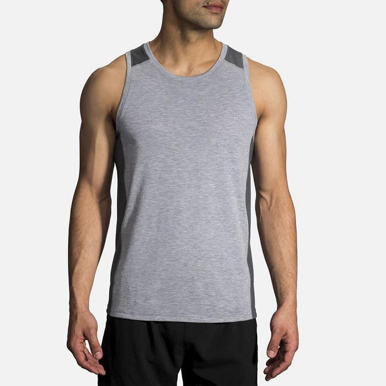 Brooks Distance - Mens Running Tank Top - Grey (70326YQJV)